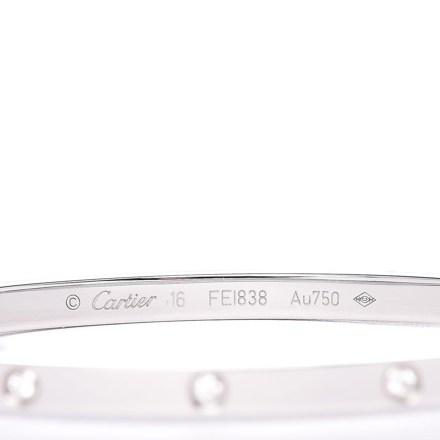 18K White Gold 10 Diamond Small LOVE Bracelet 16