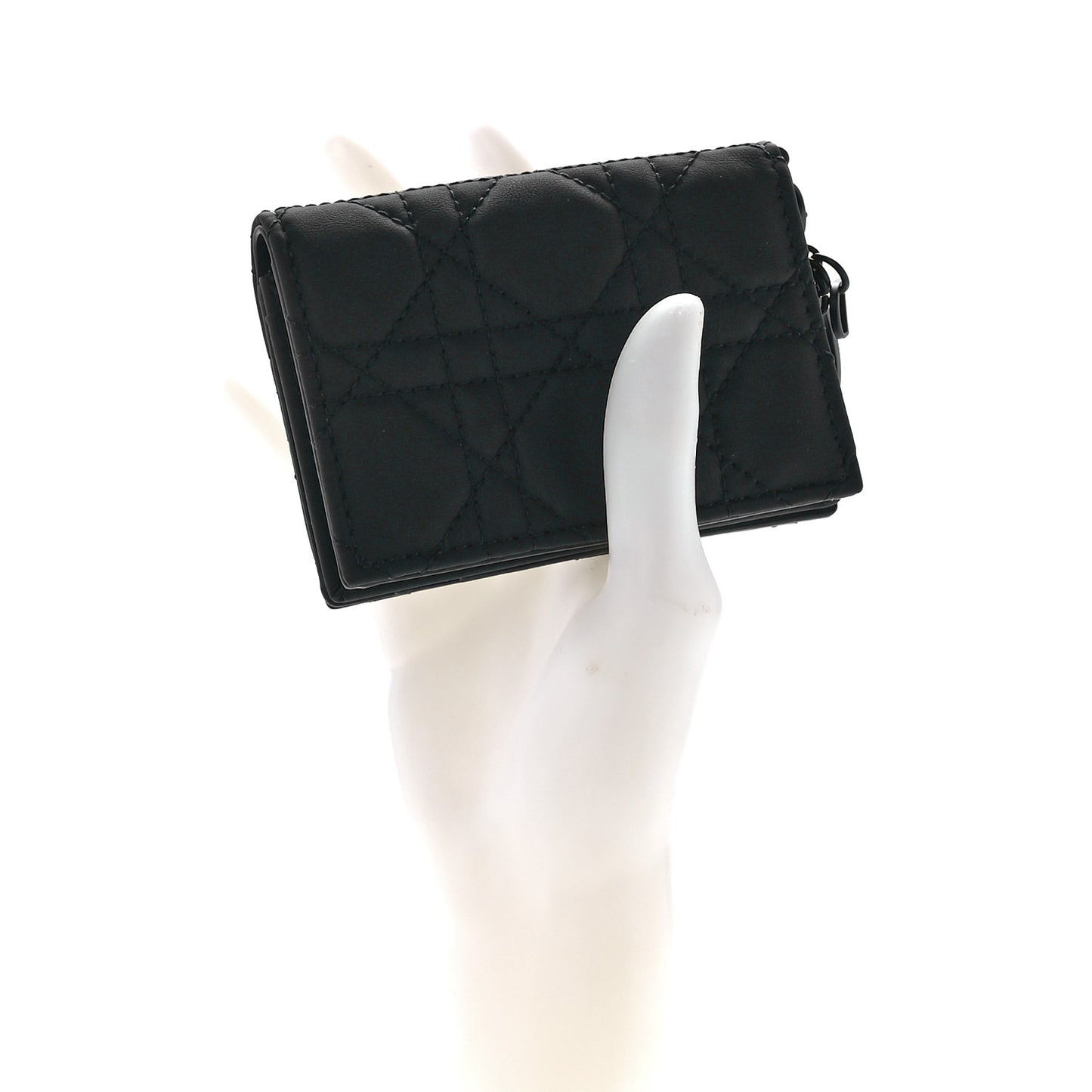 Ultra Matte Calfskin Small Lady Dior Flap Card Holder Black