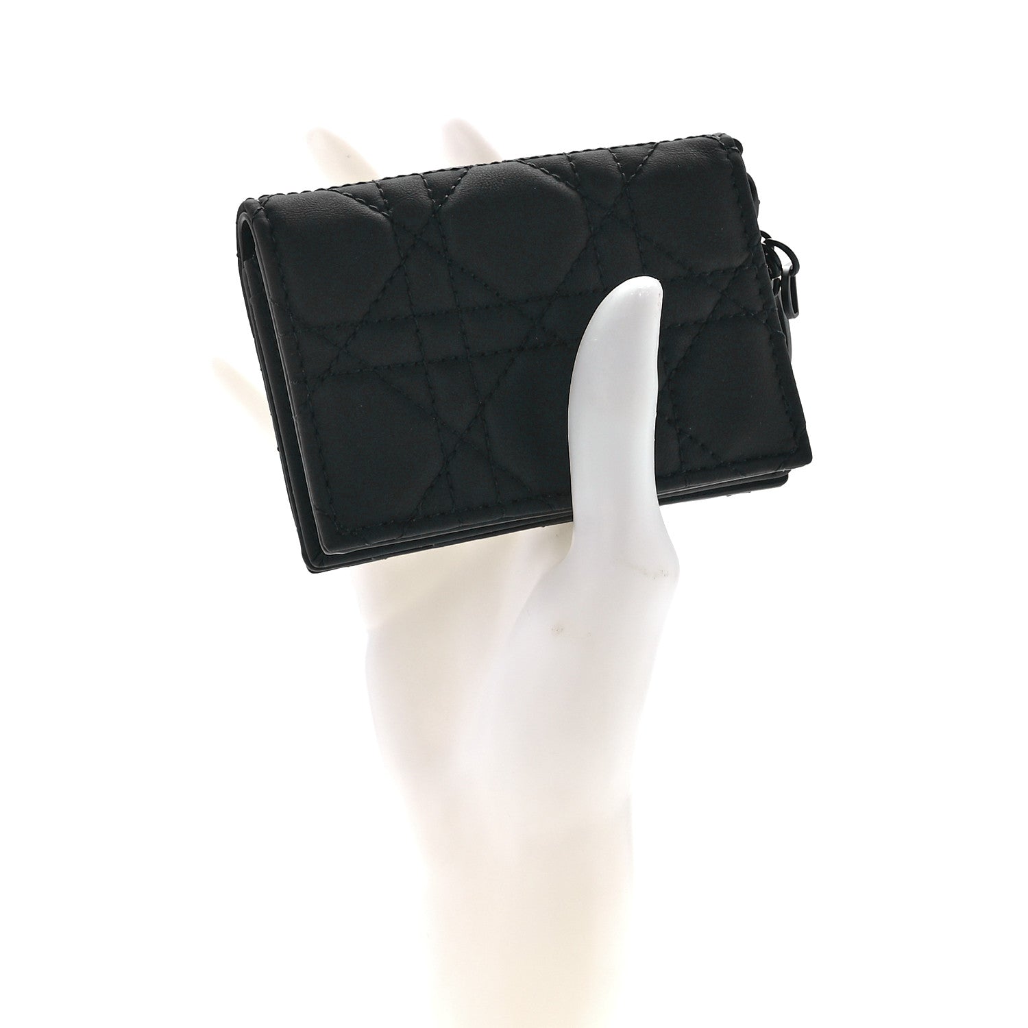 Christian Dior Ultra Matte Calfskin Small Lady Dior Flap Card Holder Black 2 of 11