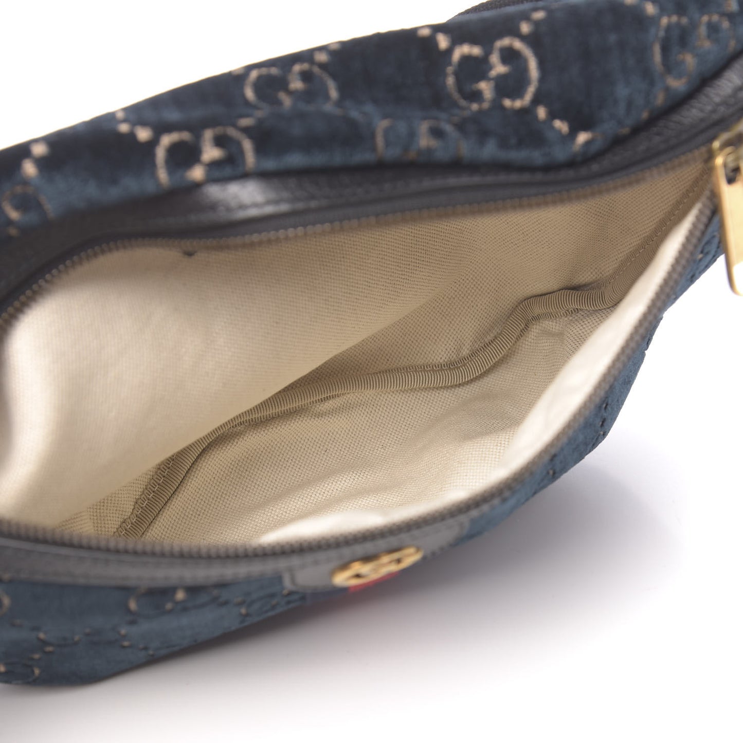 Velvet GG Monogram Web Belt Bag Blue Beige