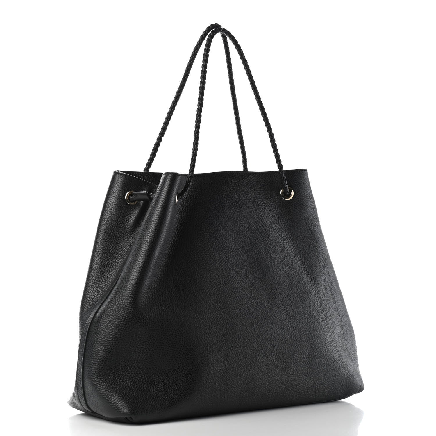 Gucci Calfskin Large Gifford Braided Handle Tote Black 3 of 9