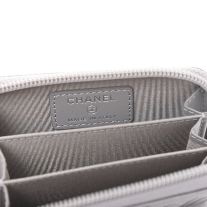 Chanel Caviar Quilted Boy Zip Around Coin Purse Wallet Grey 8 of 11