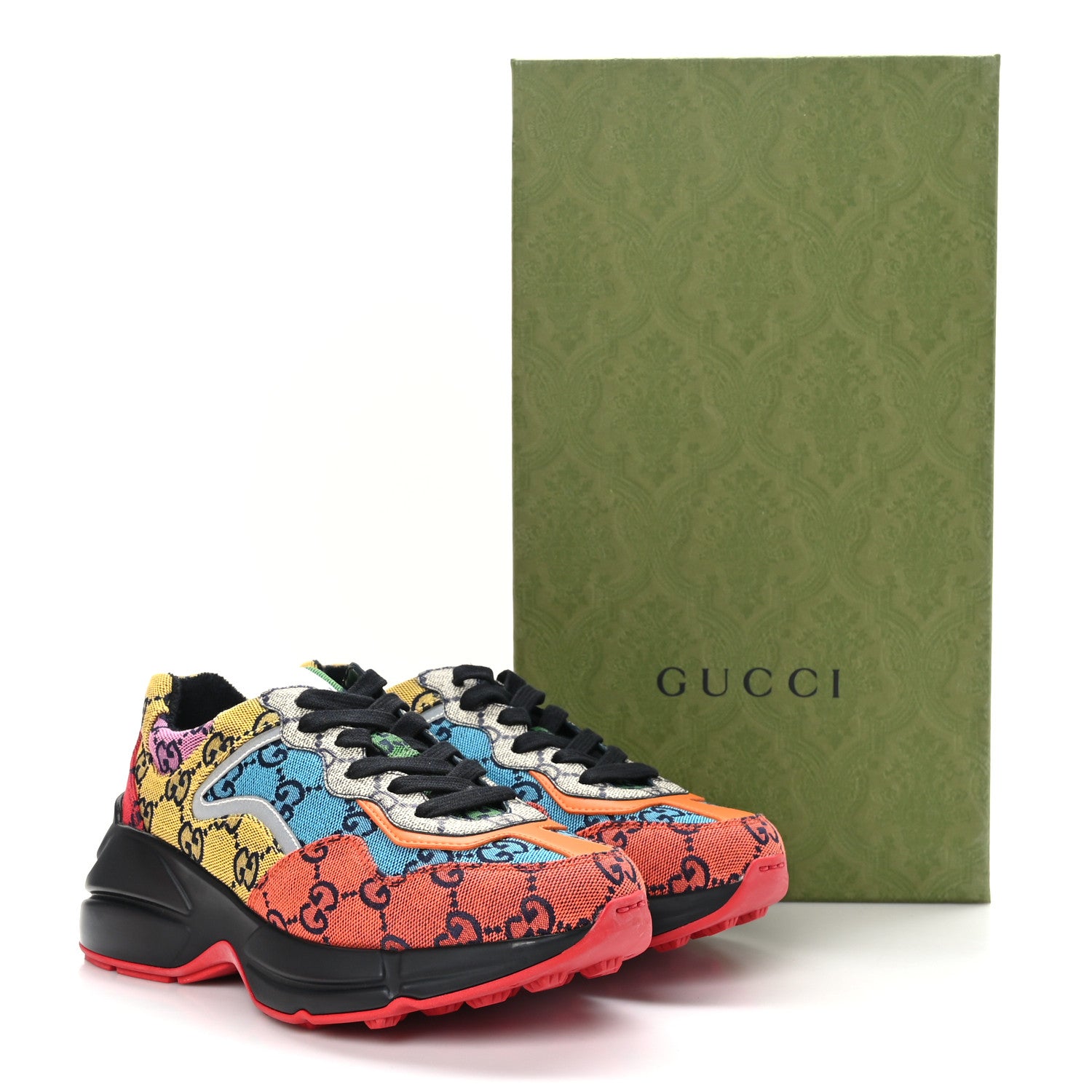 Gucci Monogram Multicolor GG Supreme Monogram Womens Rhyton Sneakers 35.5 Multicolor 7 of 7