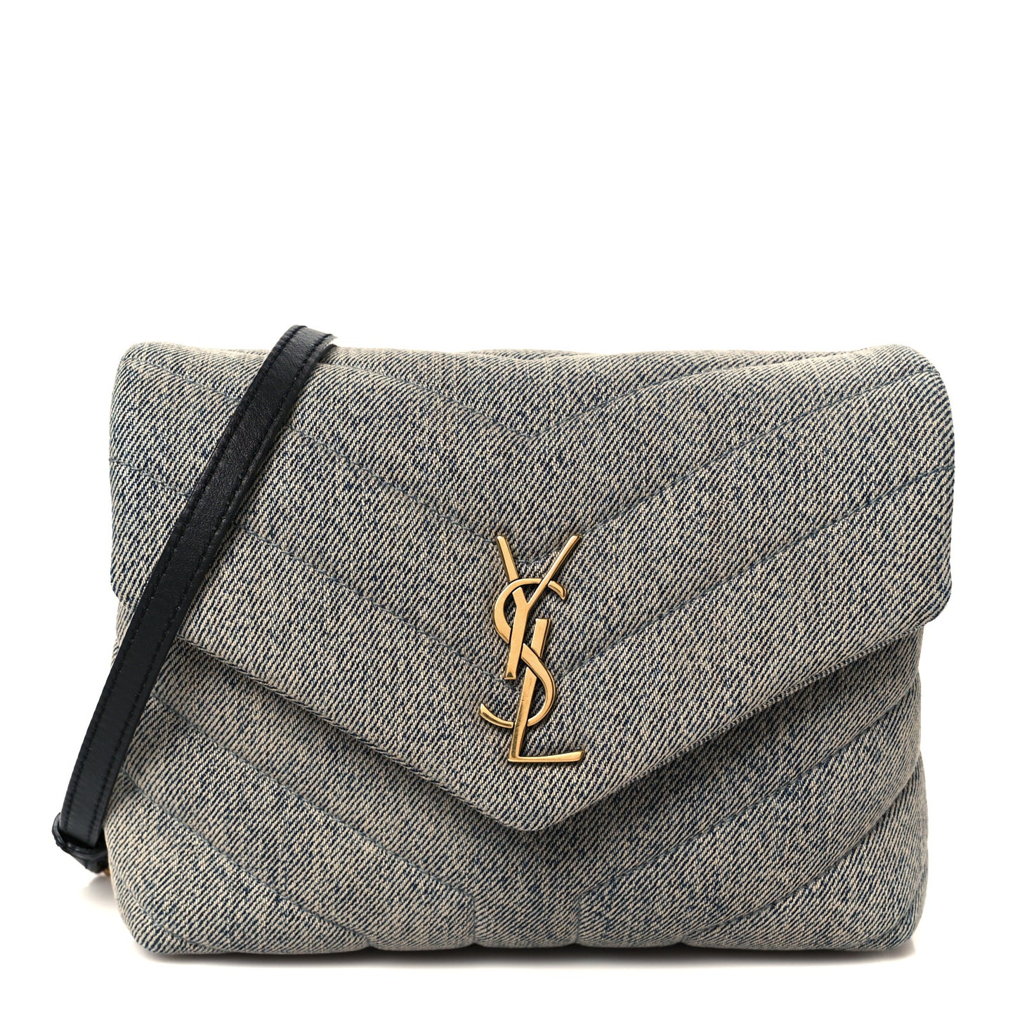 Denim Y Quilted Monogram Toy Loulou Crossbody Bag Grey