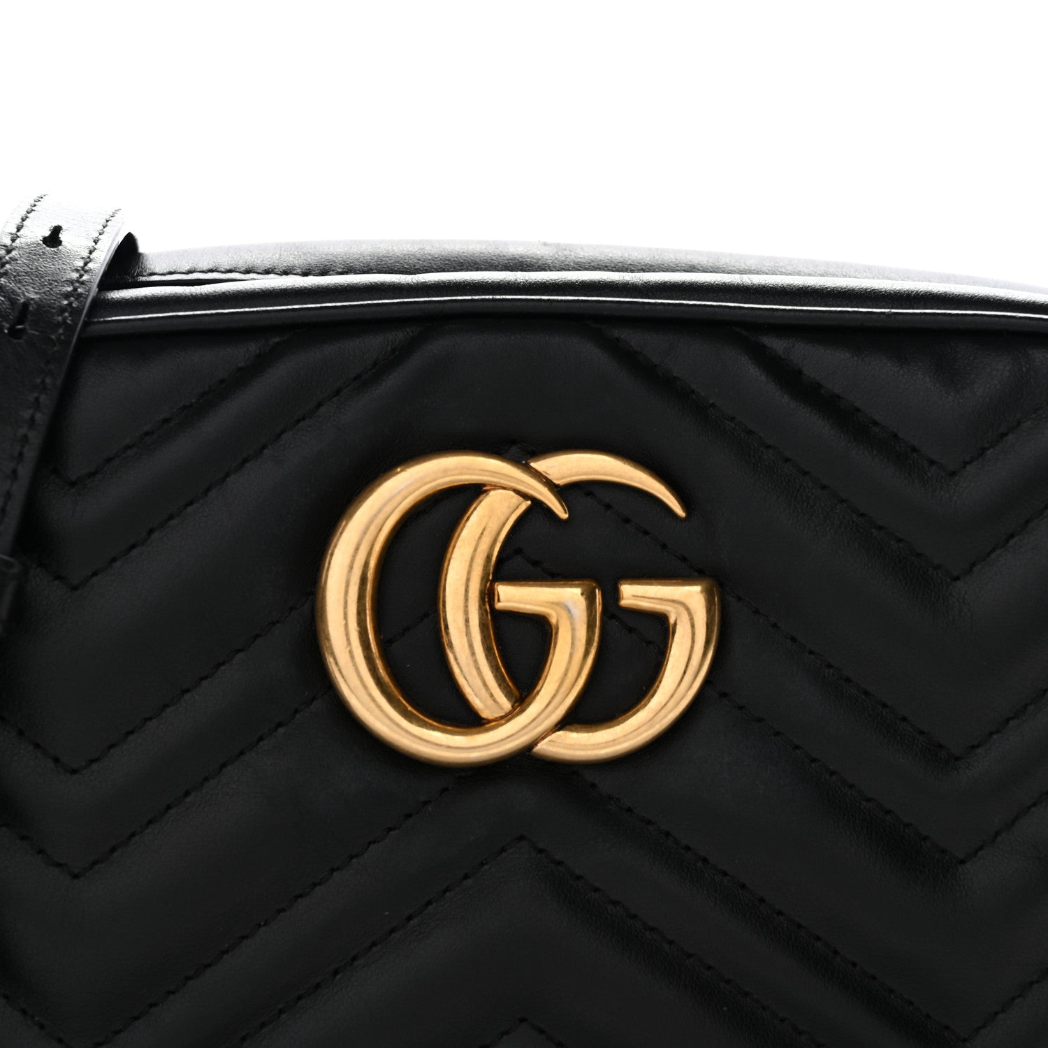 Gucci Calfskin Matelasse Small GG Marmont Chain Shoulder Bag Black 8 of 13