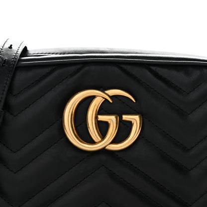 Gucci Calfskin Matelasse Small GG Marmont Chain Shoulder Bag Black 8 of 13