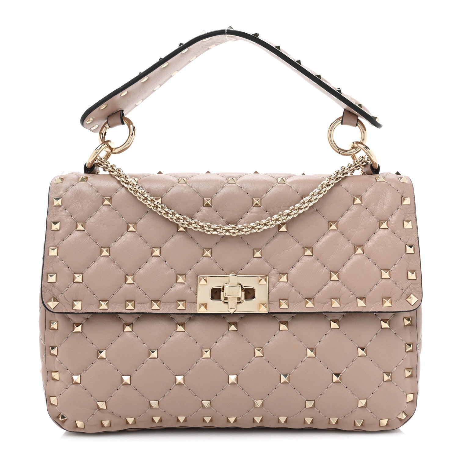 Valentino Garavani Lambskin Medium Rockstud Spike Shoulder Bag Poudre 1 of 11