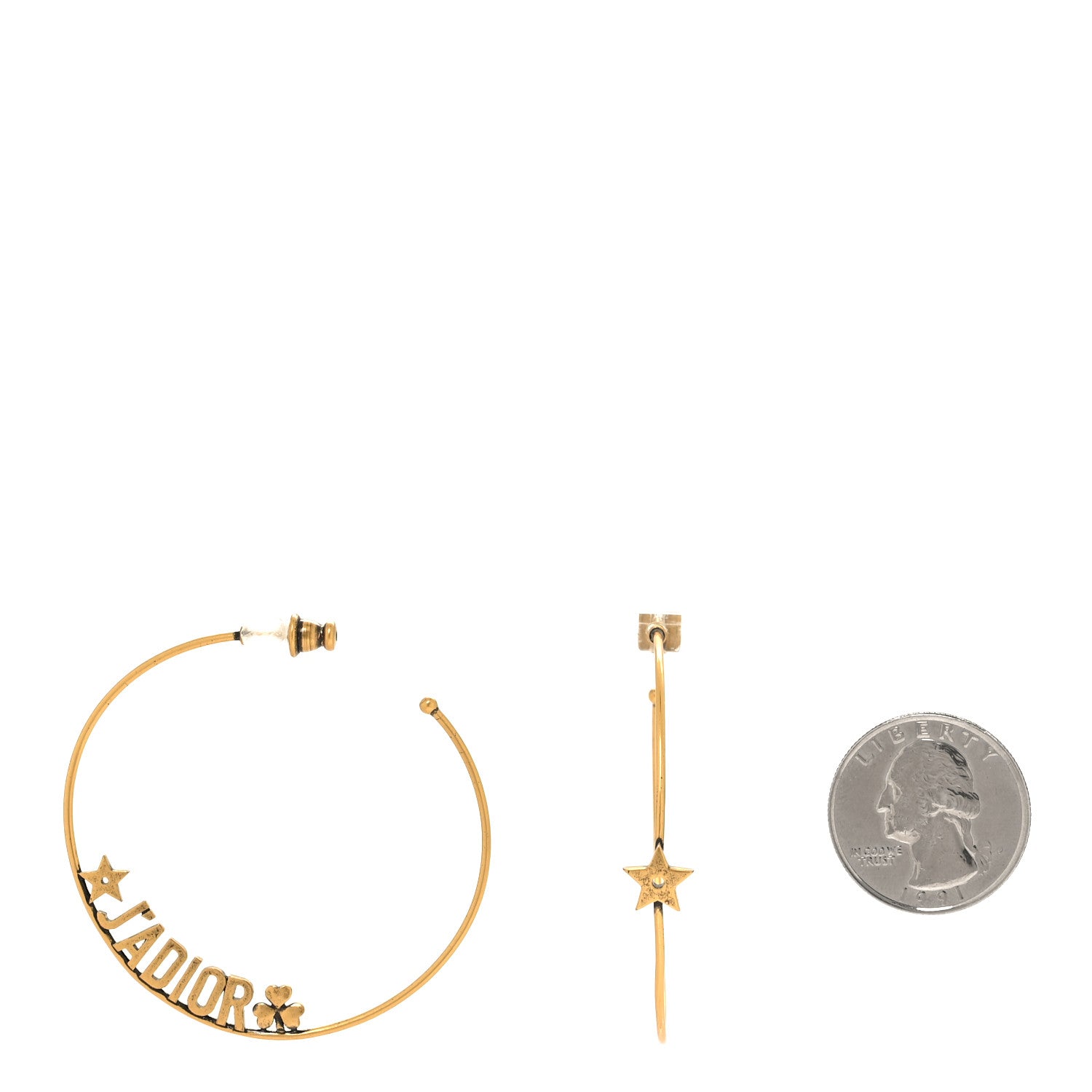 Christian Dior Metal J Adior Hoop Earrings Aged Gold 2 of 4