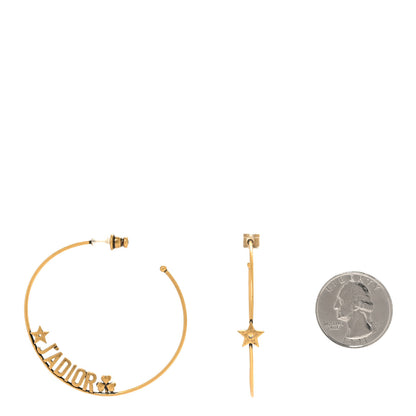 Christian Dior Metal J Adior Hoop Earrings Aged Gold 2 of 4