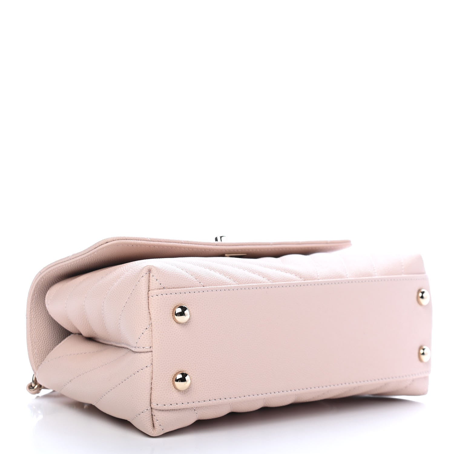 Chanel Caviar Lizard Embossed Chevron Quilted Mini Coco Handle Flap Beige Beige 3 of 8
