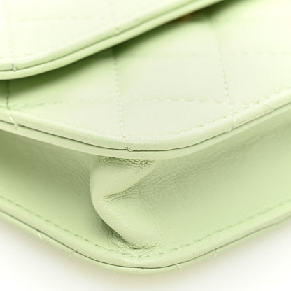 Chanel Lambskin Quilted Pearl Crush Clutch With Chain Light Green 9 of 11