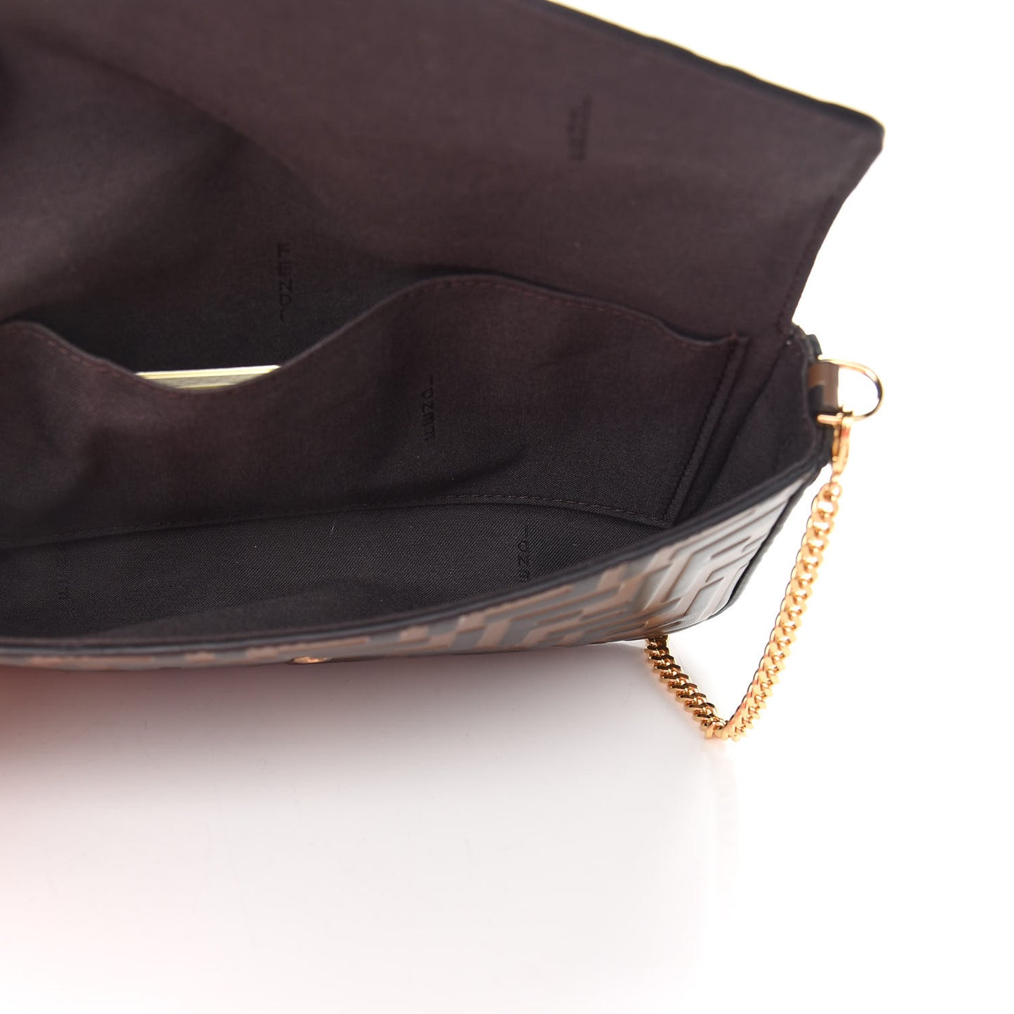 Vitello Soft F is Fendi Bi-Color FF 1974 Embossed Envelope Wallet On Chain with Pouches Maya Black