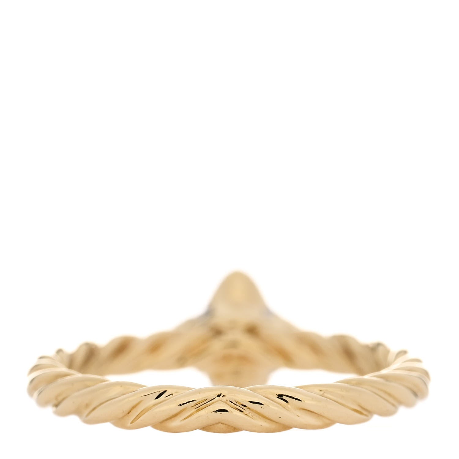 David Yurman 18K Yellow Gold Diamond 8mm Cable Collectibles Quatrefoil Pave Stack Ring 49 5 4 of 5