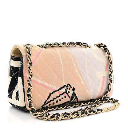 Chanel Canvas Small Printed Eiffel Tower Flap Bag Beige Multicolor 3 of 13