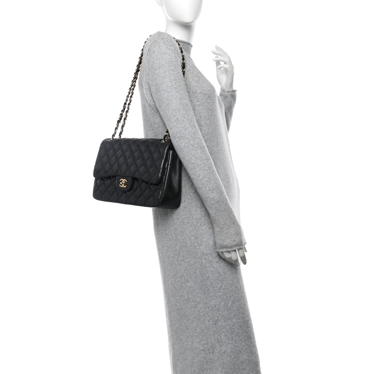 Chanel Lambskin Quilted Jumbo Double Flap Black 2 of 10