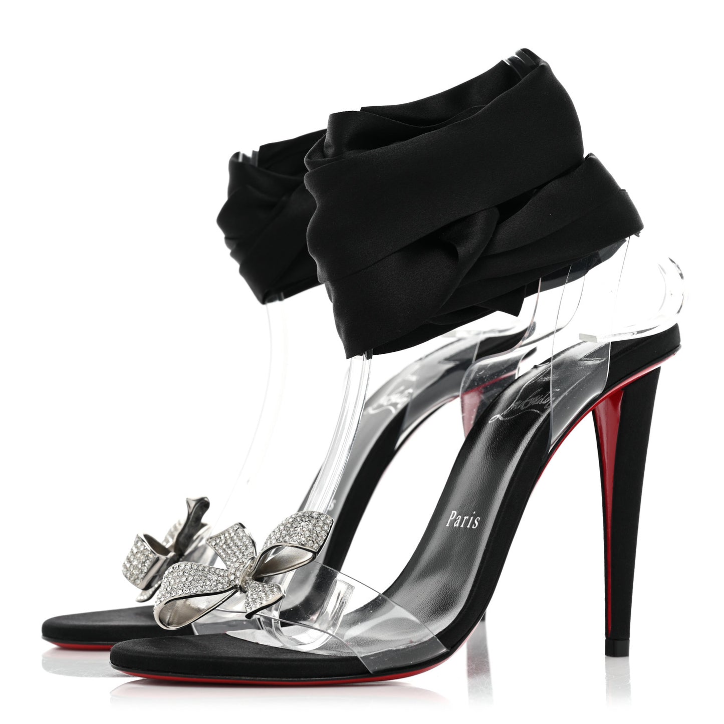 Satin Crystal PVC Astrinodo 100 Sandals 37 Black