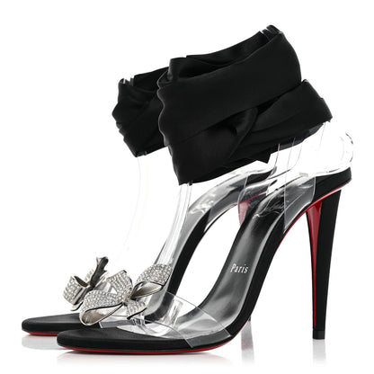 Christian Louboutin Satin Crystal PVC Astrinodo 100 Sandals 37 Black 3 of 10