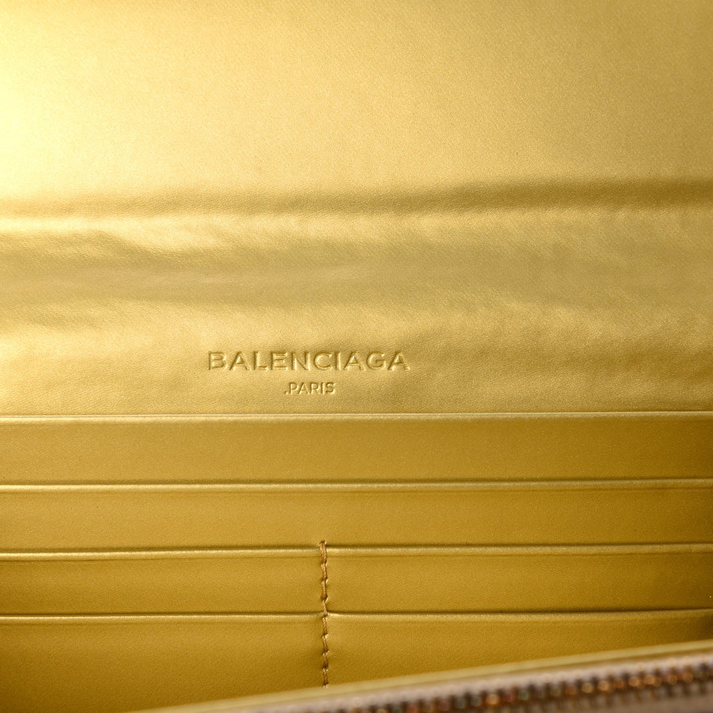 Laminated Calfskin Classic Gold Hardware Money Wallet Gold