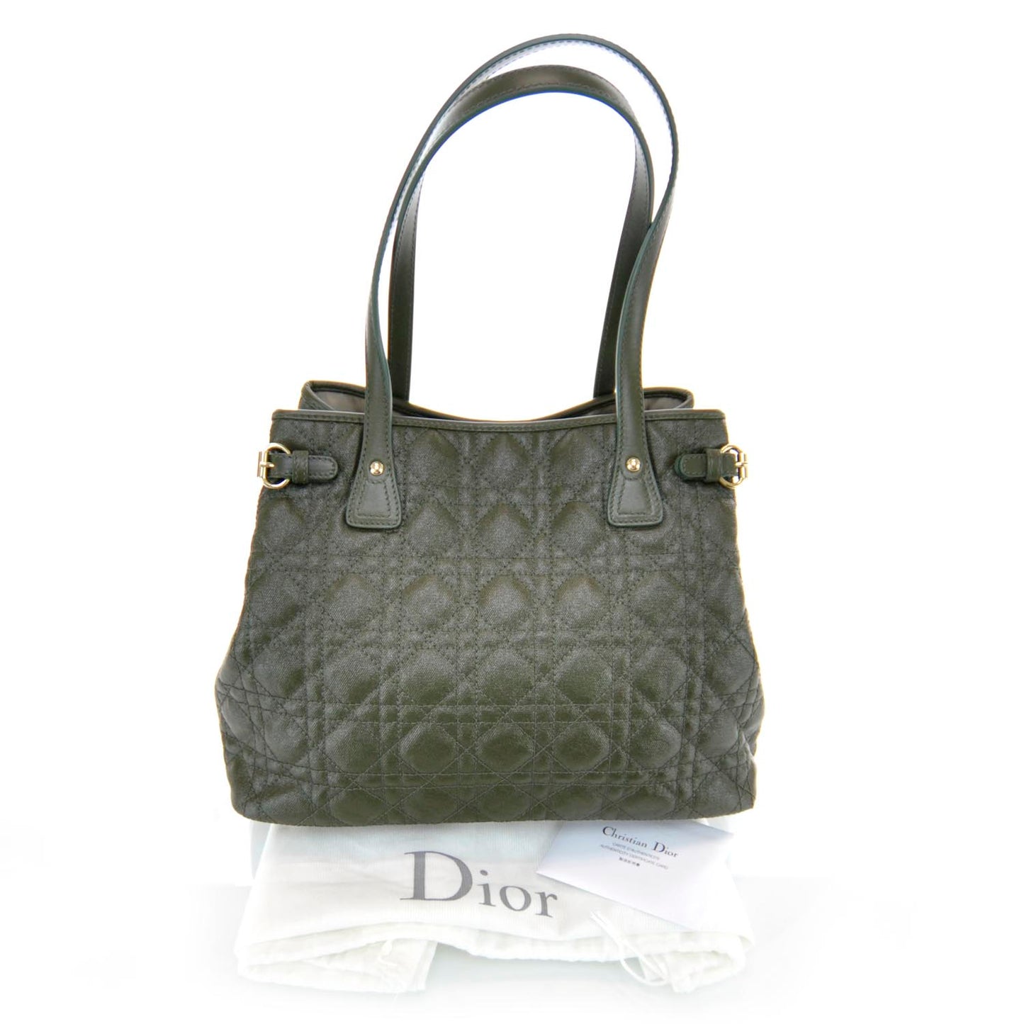 Coated Canvas Cannage Small Panarea Tote Olive