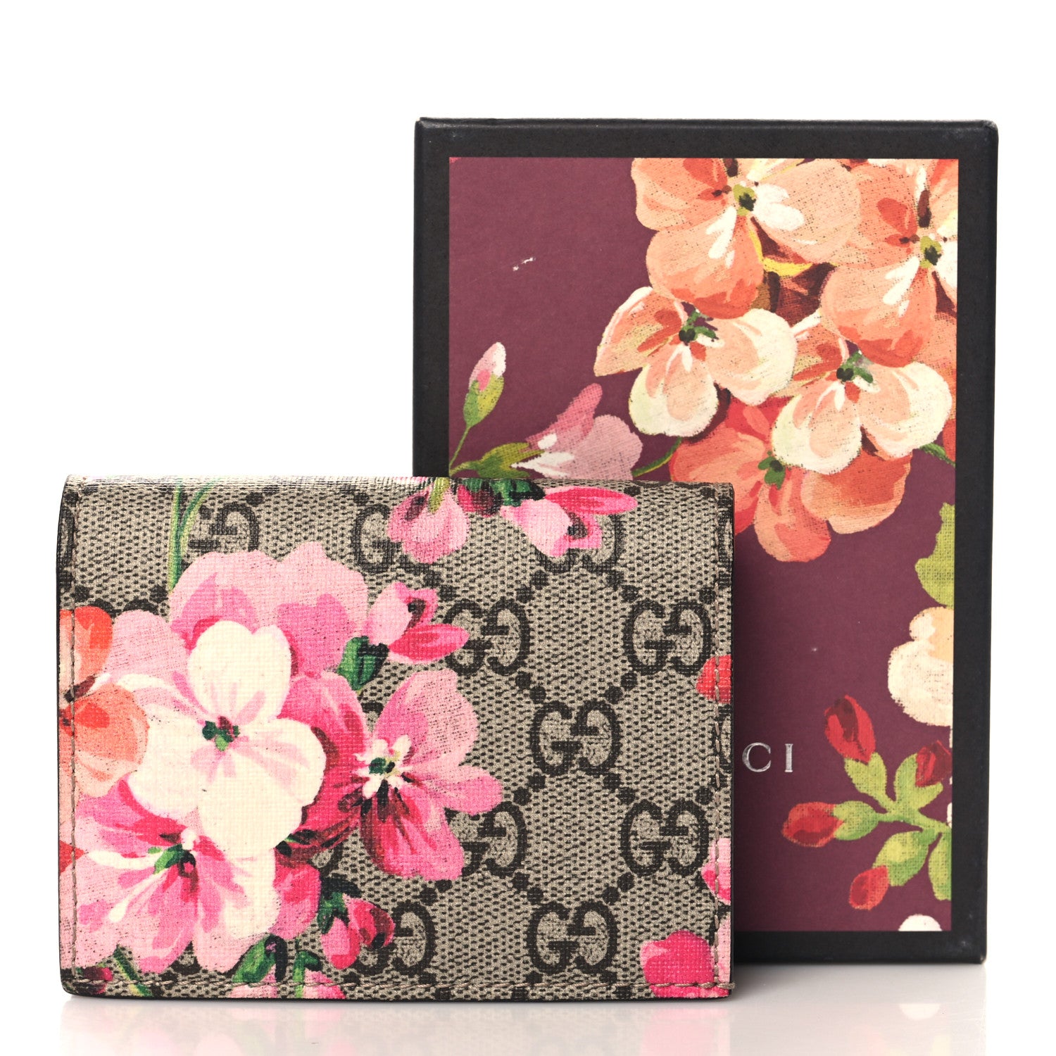 Gucci GG Supreme Monogram Blooms Card Case Beige Multicolor Dry Rose 8 of 8