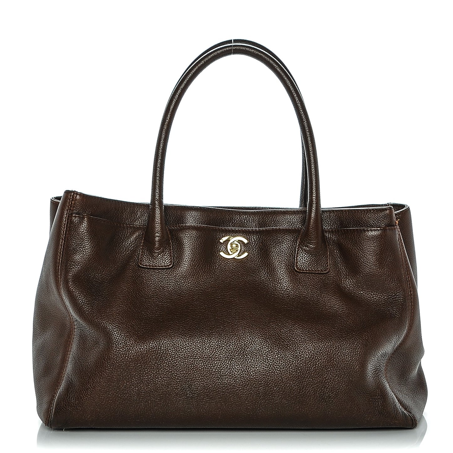 Calfskin Cerf Executive Shopper Tote Brown