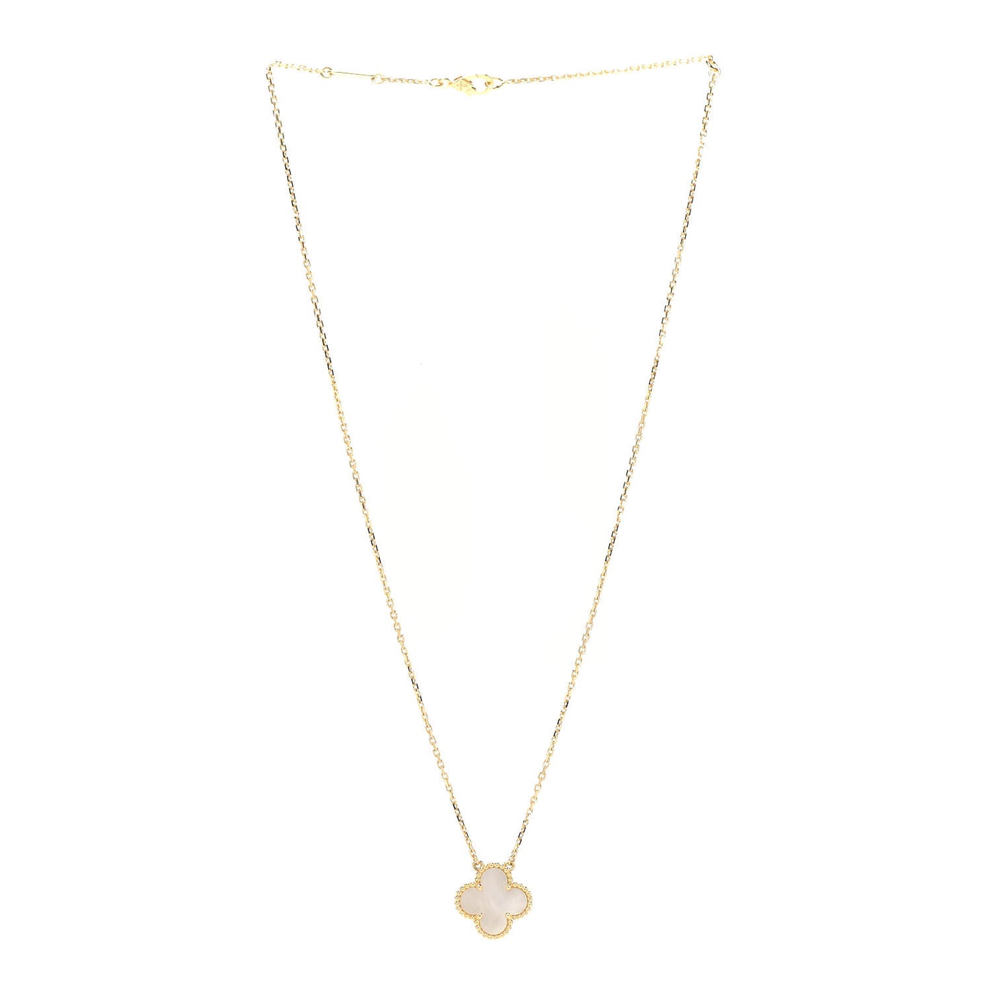 18K Yellow Gold Mother of Pearl Vintage Alhambra Pendant Necklace