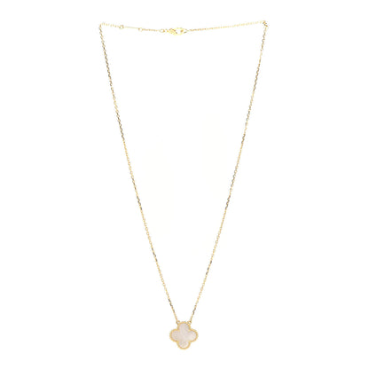 Van Cleef & Arpels 18K Yellow Gold Mother of Pearl Vintage Alhambra Pendant Necklace 3 of 6
