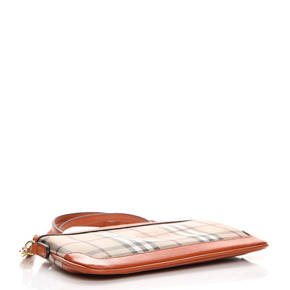 Burberry Haymarket Check Small Peyton Crossbody Clutch Bag Burnt Amber 4 of 9