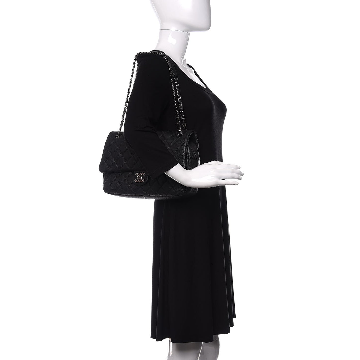 Caviar Quilted Jumbo Easy Flap Black