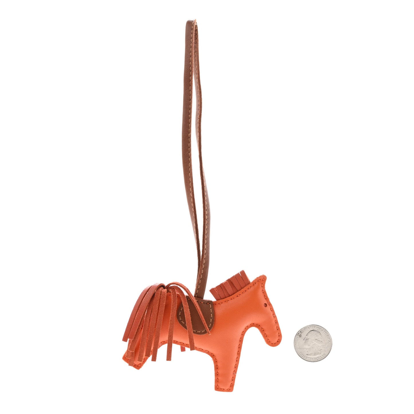 Milo Lambskin Grigri Rodeo Horse Bag Charm PM Feu Orange Fauve