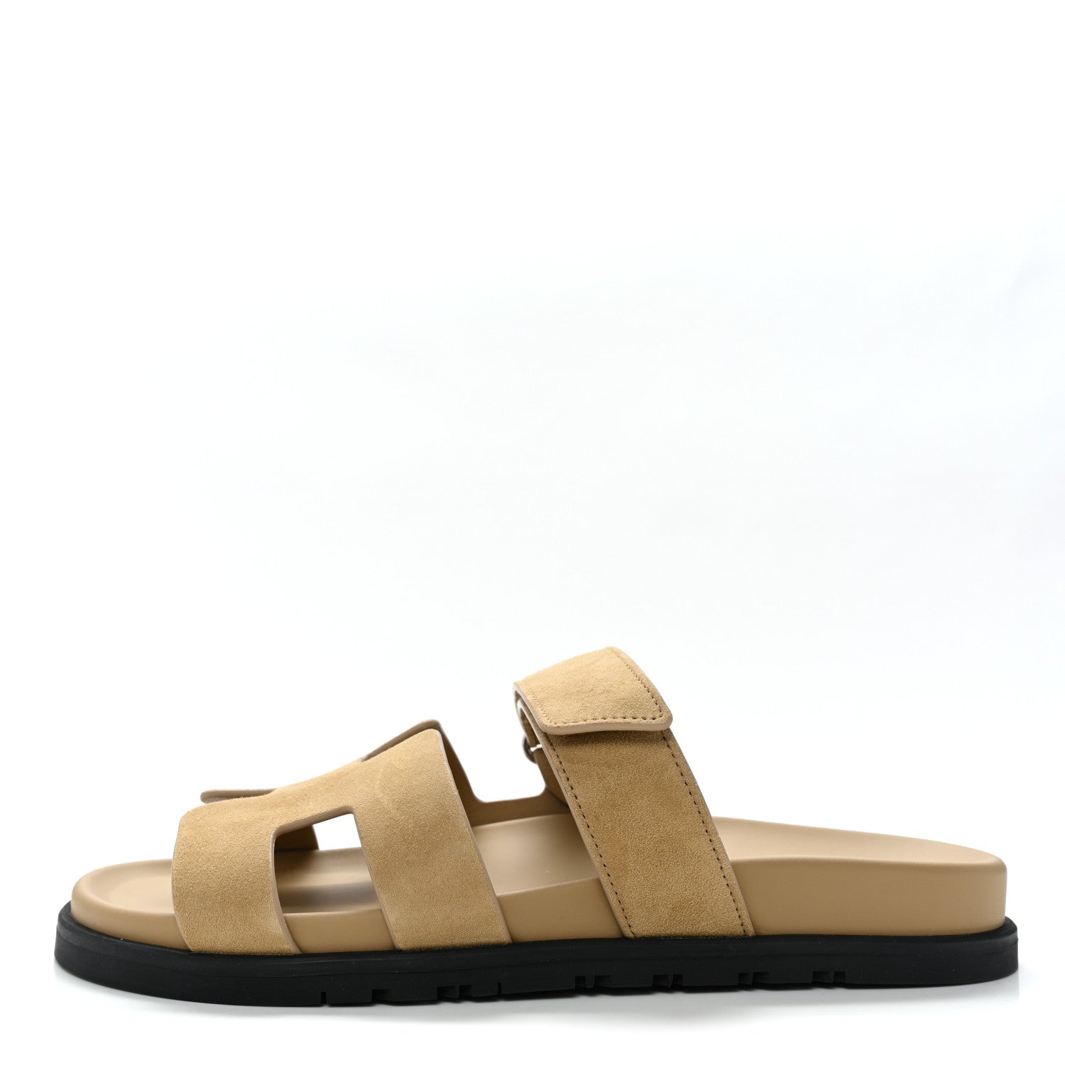 Hermes Suede Goatskin Womens Chypre Sandals 39 Beige Lin 1 of 10