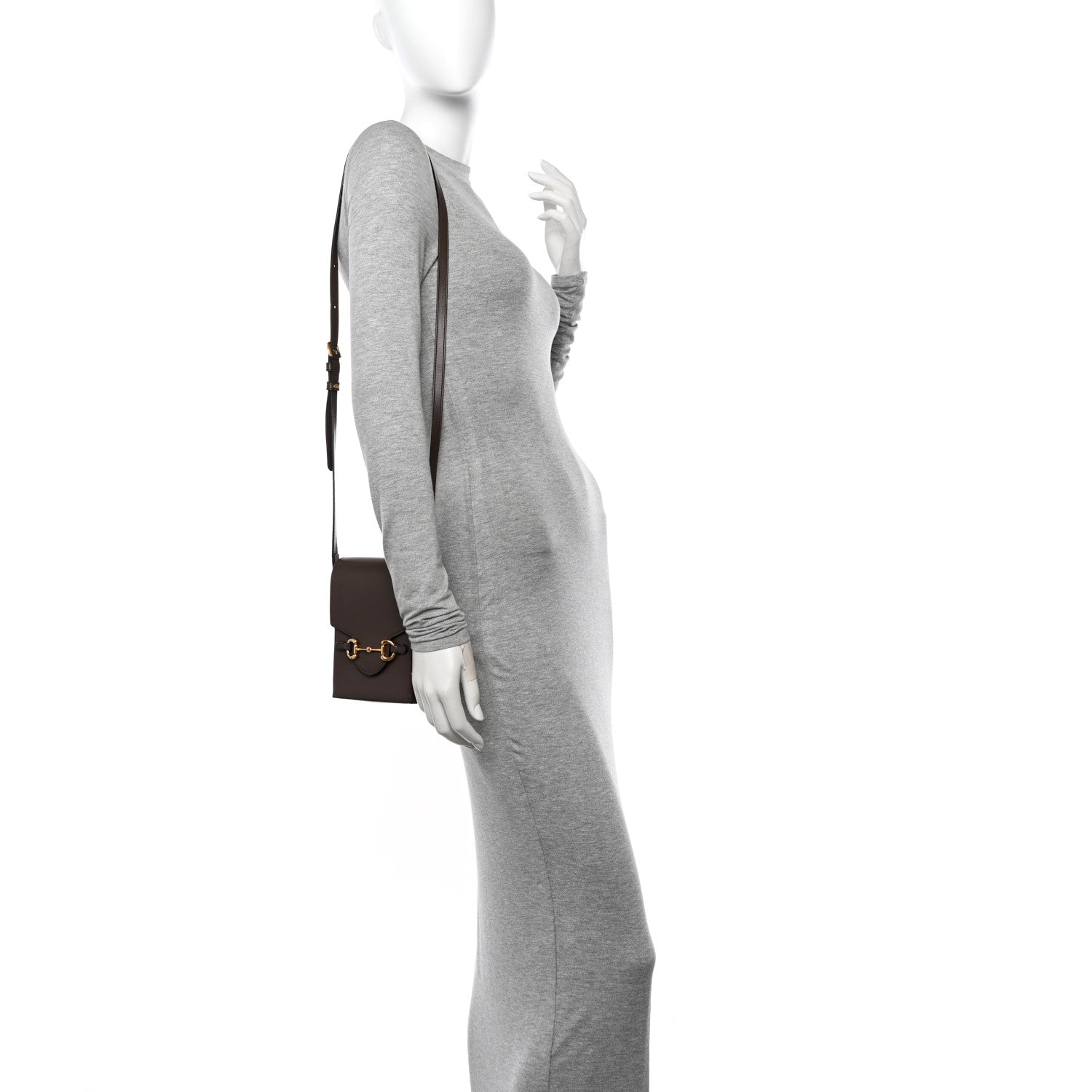 Gucci Boarded Plutone Calfskin Mini Horsebit 1955 Crossbody Bag New Acero 2 of 11