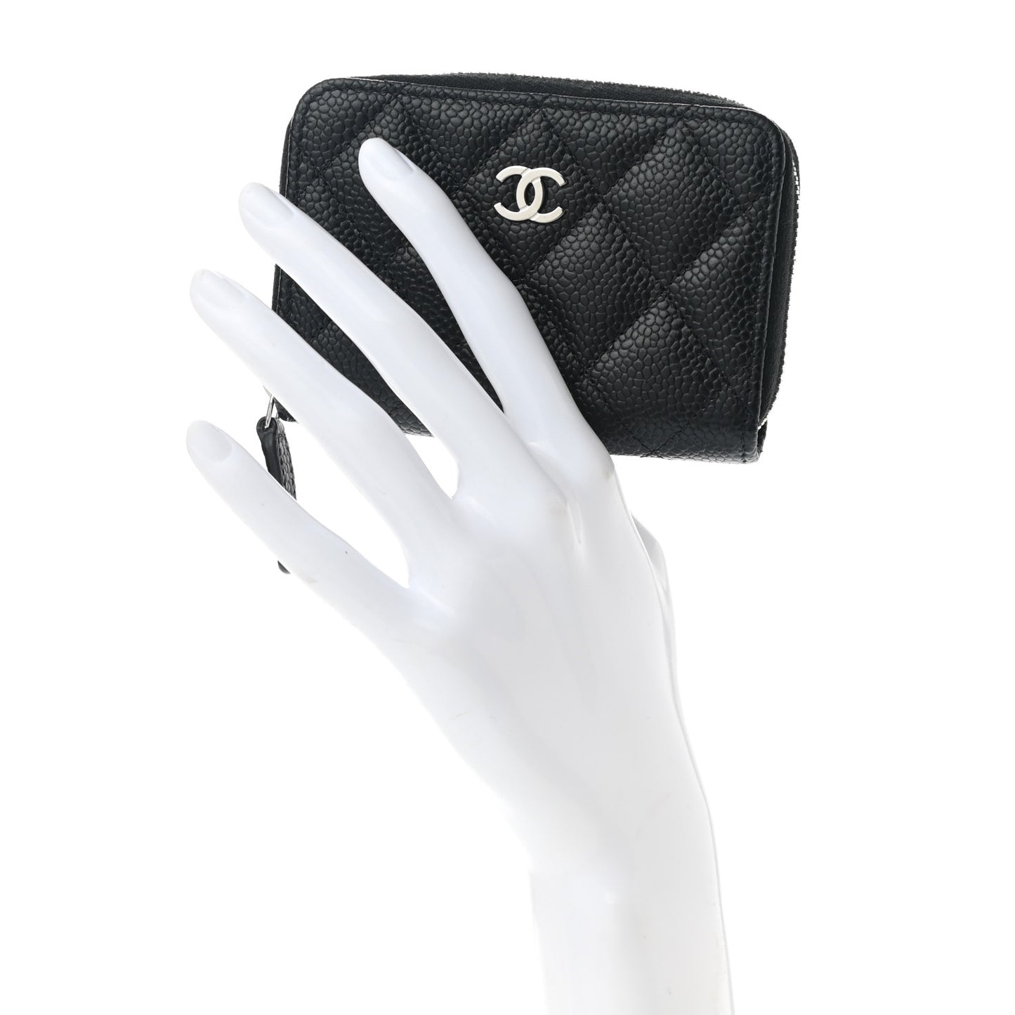 Caviar Quilted Classic Zipped Coin Purse Black