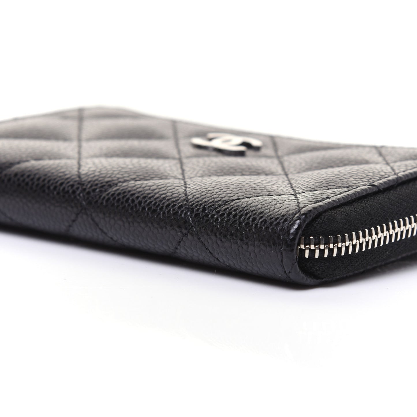 Caviar Quilted Zipped Key Holder Case Black