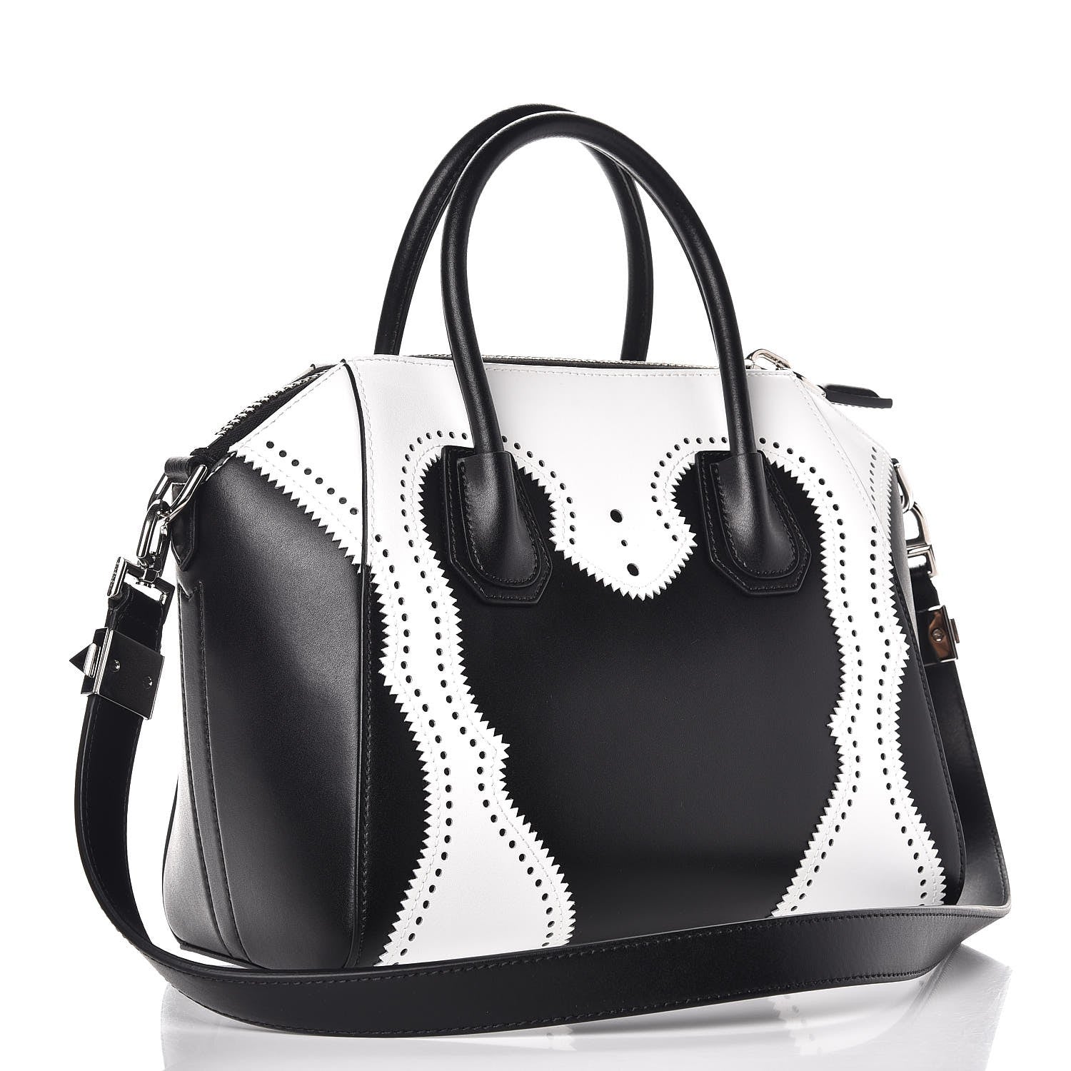 Givenchy Calfskin Brogue Small Antigona Black White 4 of 10