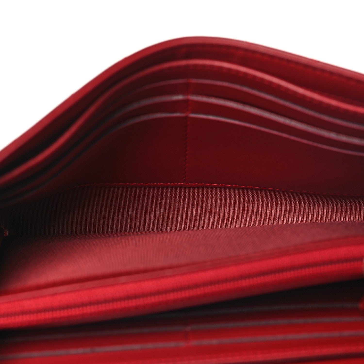 Chanel Lambskin Chevron Quilted Long Trendy CC Wallet On Chain WOC Red 5 of 12