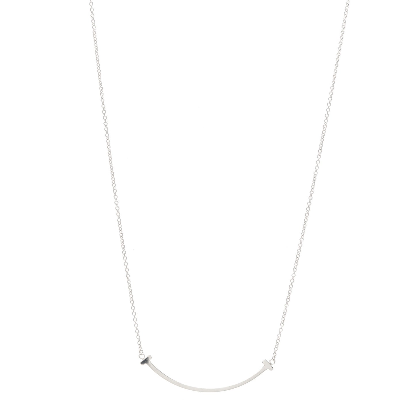 Sterling Silver Small T Smile Pendant Necklace