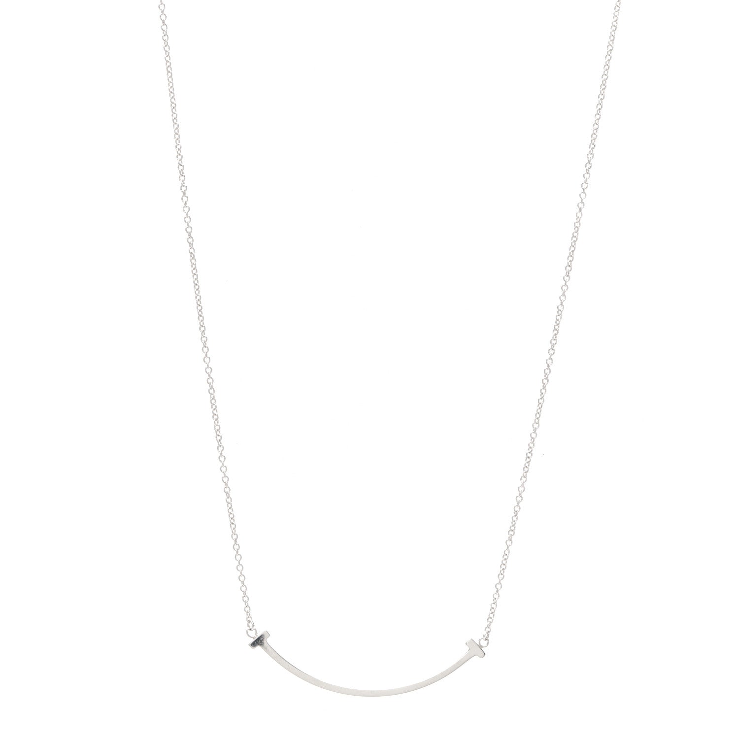 Tiffany Sterling Silver Small T Smile Pendant Necklace 1 of 6