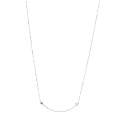 Tiffany Sterling Silver Small T Smile Pendant Necklace 1 of 6