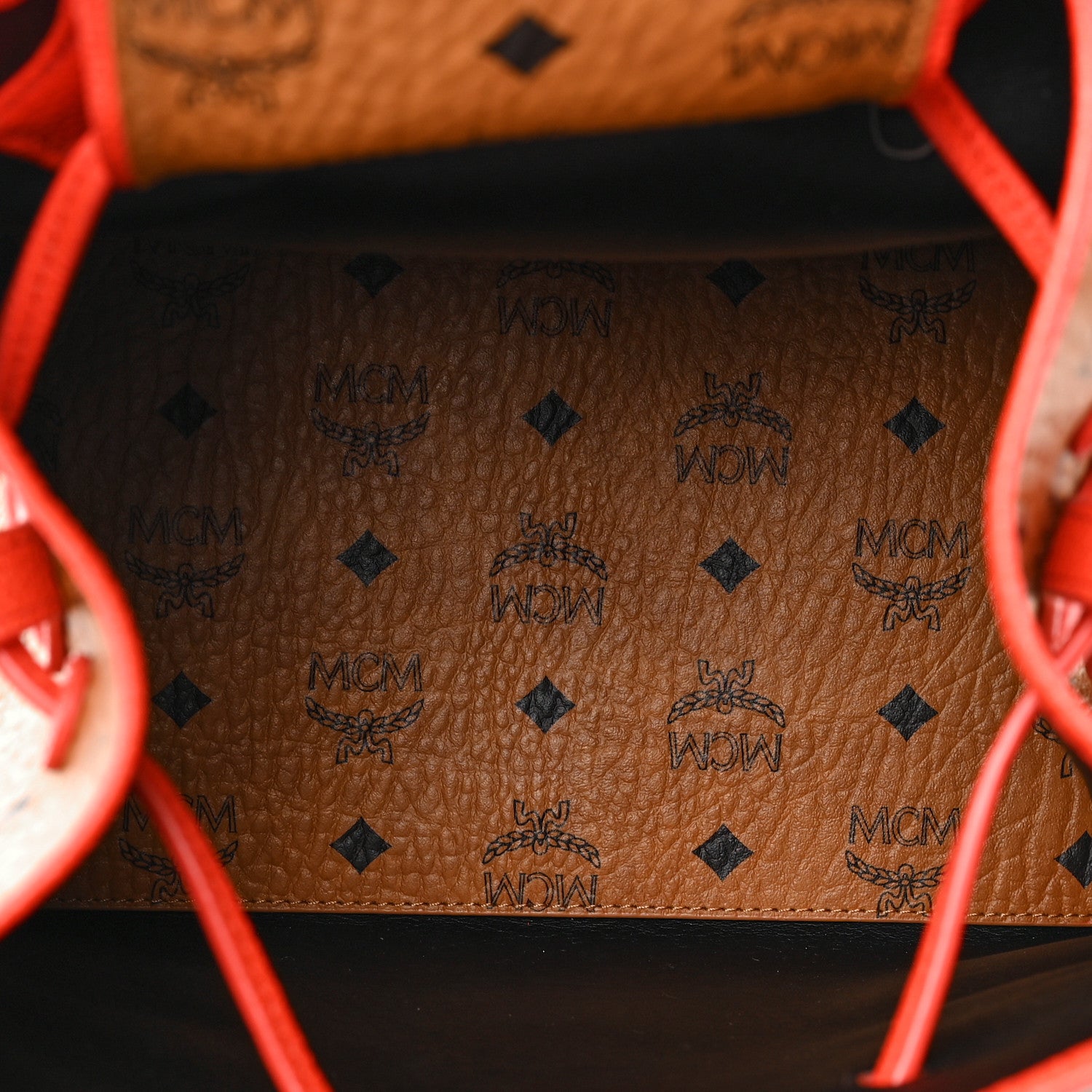 MCM Visetos Kira Drawstring Bag Cognac Orange 5 of 9