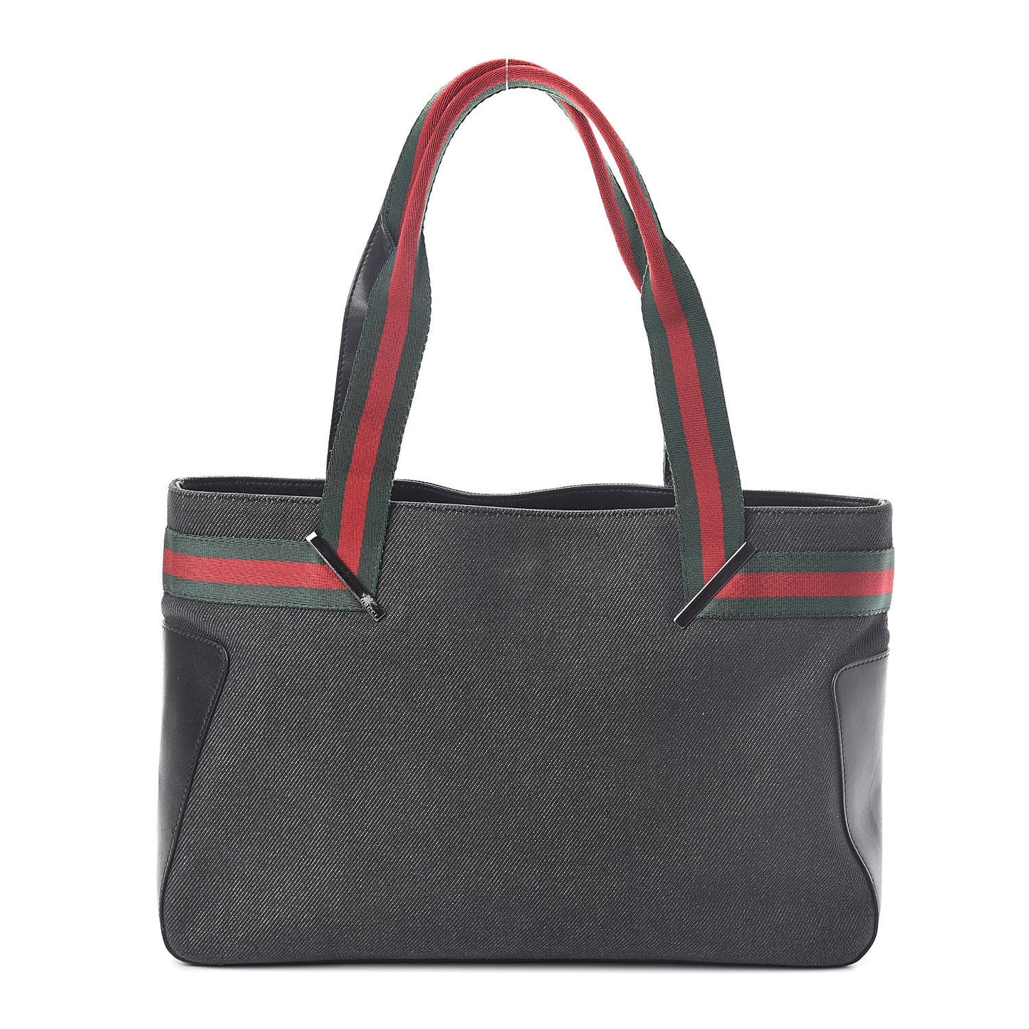 Denim Calfskin Web Tote Black