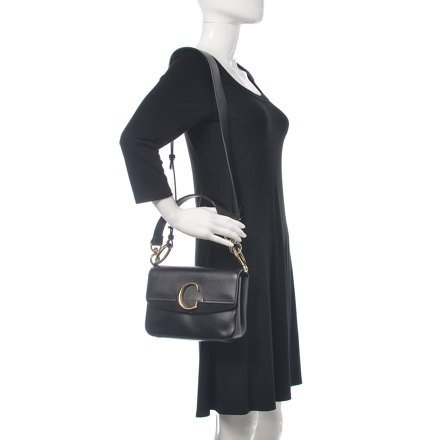 Chloe Calfskin Small C Double Carry Black 2 of 9