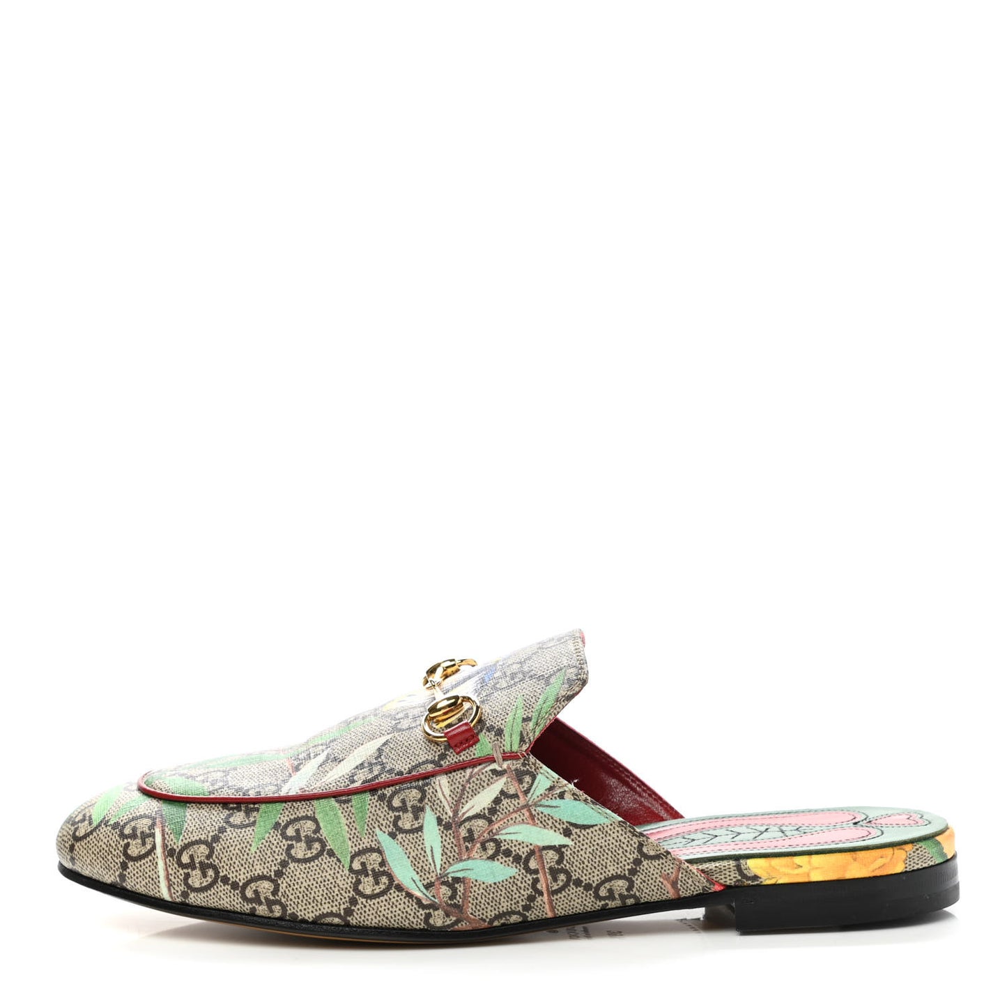 GG Supreme Monogram Tian Womens Princetown Slippers 39.5 Beige Ebony Multicolor