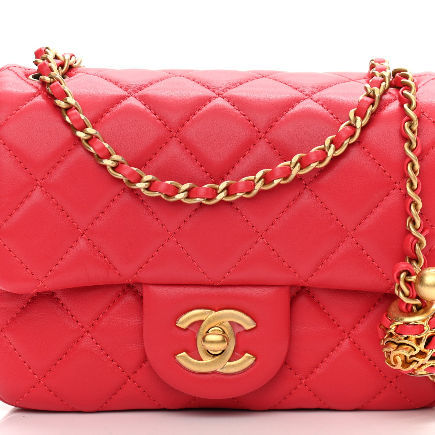 Chanel Lambskin Quilted Mini Pearl Crush Flap Red 8 of 10