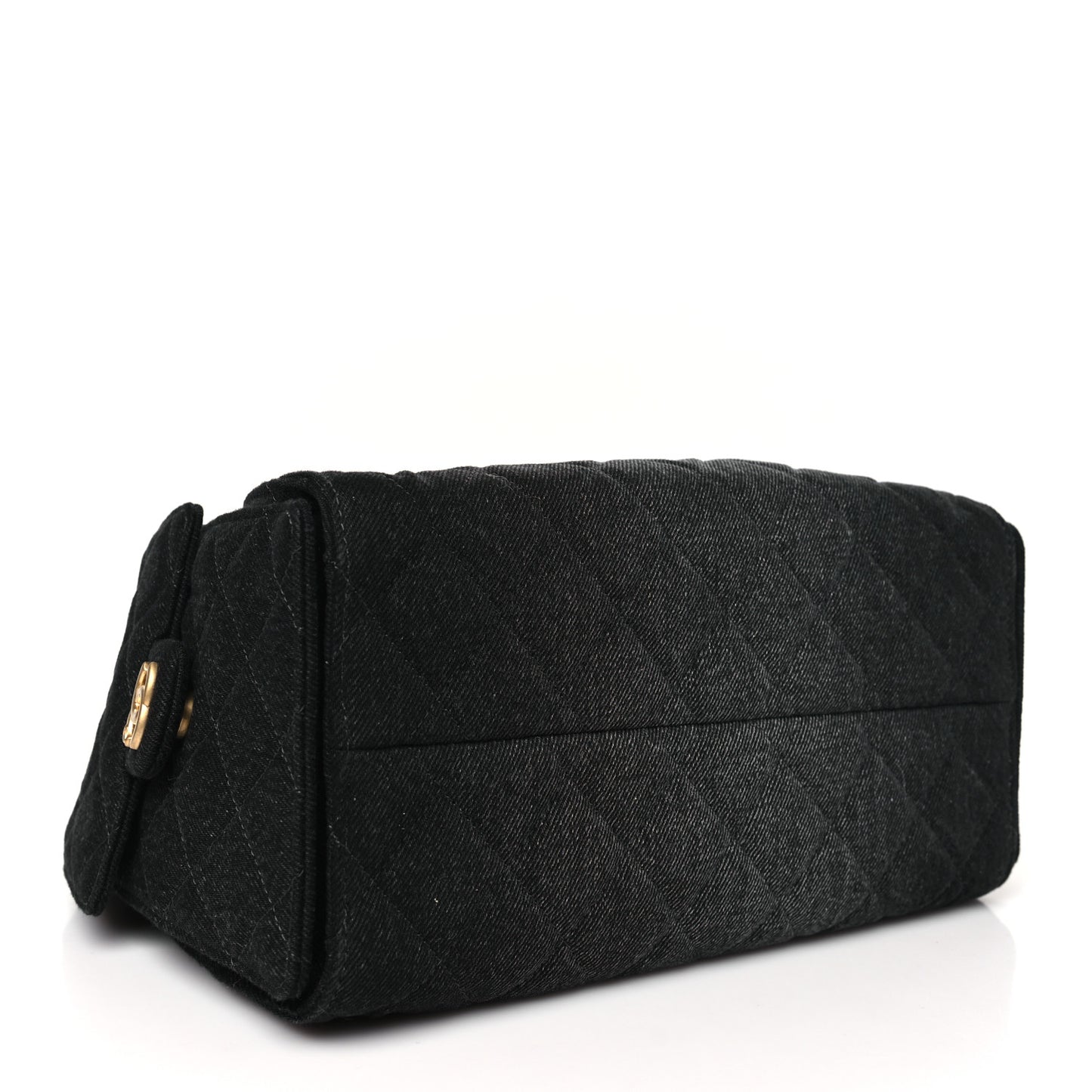 Washed Denim Quilted Small Chanel 25 Handbag Black