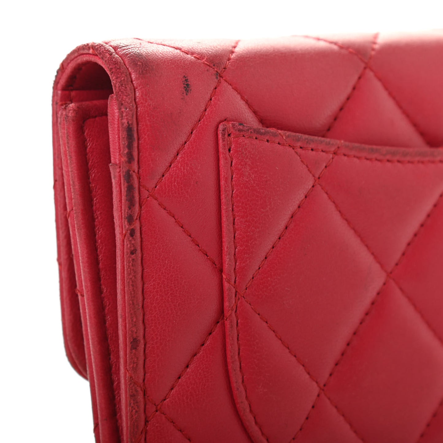 Lambskin Quilted Large Flap Wallet Dark Pink