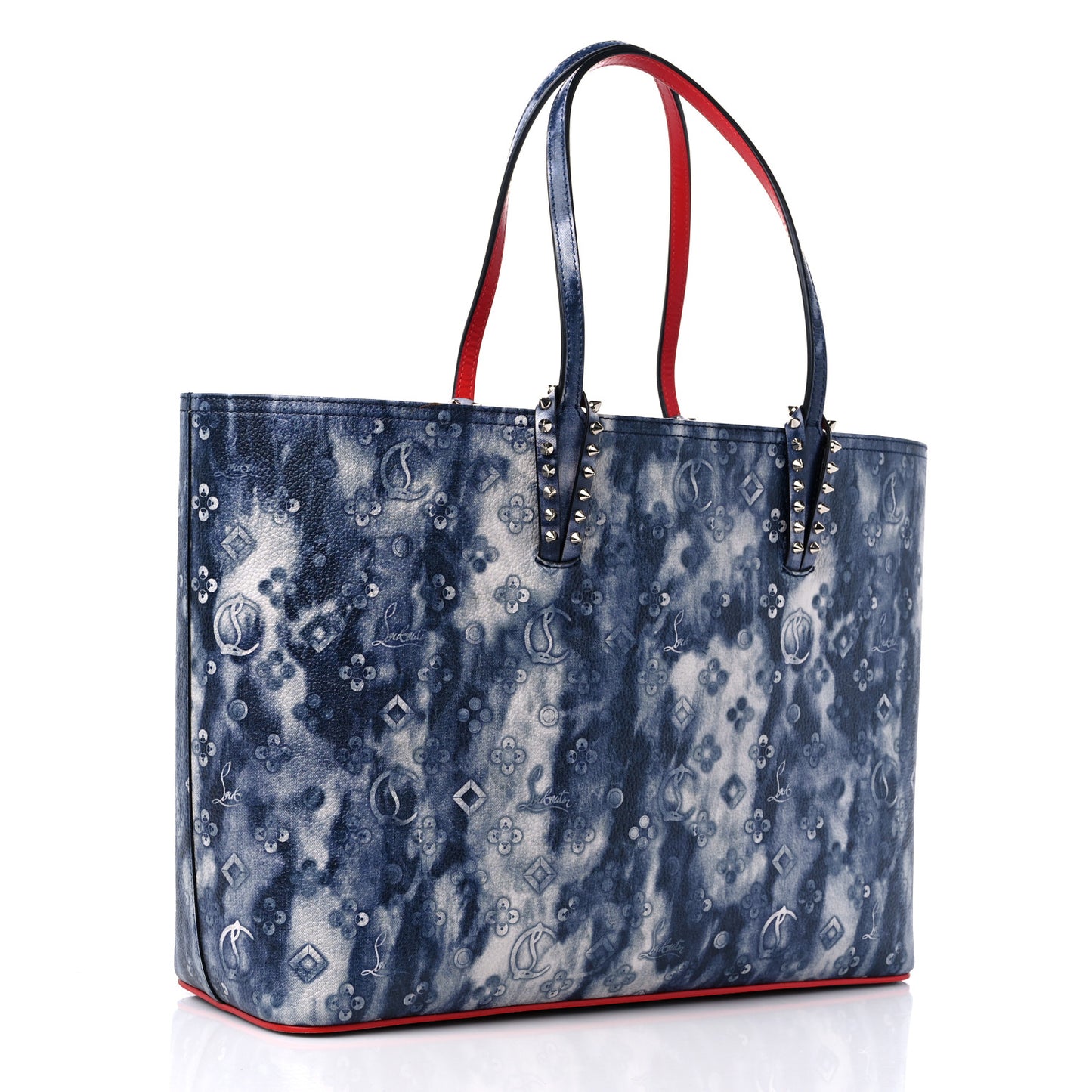 Metallic Calfskin Tie Dye Spikes East West Cabata Tote Multicolor