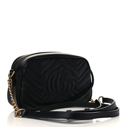Gucci Calfskin Matelasse Small GG Marmont Chain Shoulder Bag Black 3 of 6