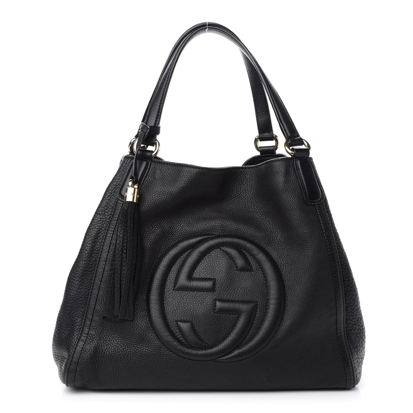 Pebbled Calfskin Medium Soho Shoulder Bag Black