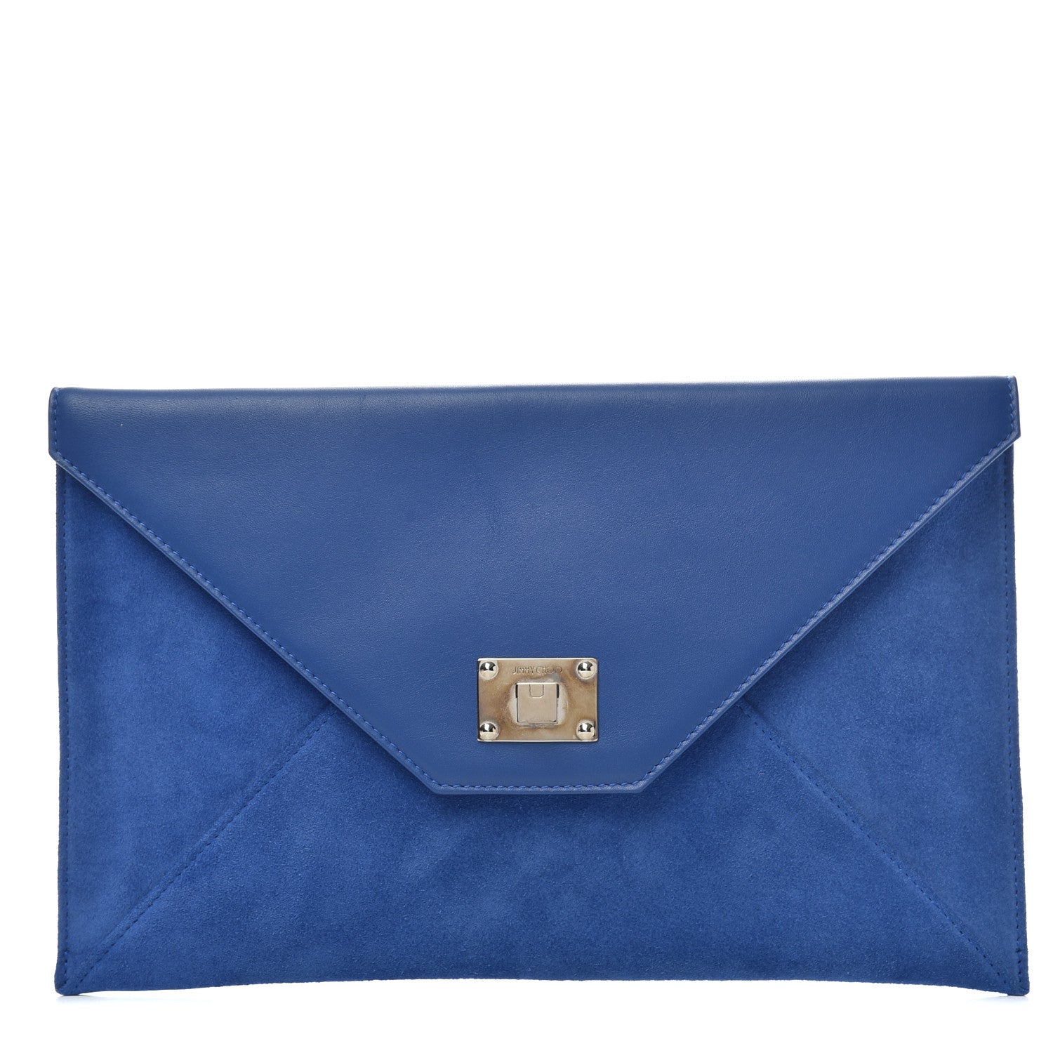 Jimmy Choo Calfskin Suede Rosetta Envelope Clutch Aegean 1 of 7